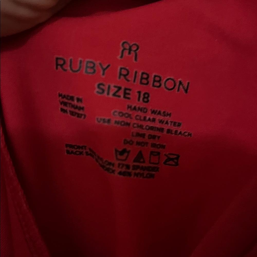 Red Halter One-Piece Swimsuit Ruby ribbon size 18 - Picture 3 of 3